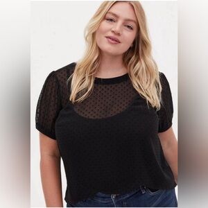 Torrid Sheer Black Clip Dot Tee